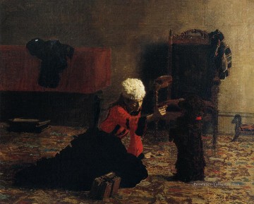 dog - Elizabeth Crowell avec un chien réalisme portraits Thomas Eakins